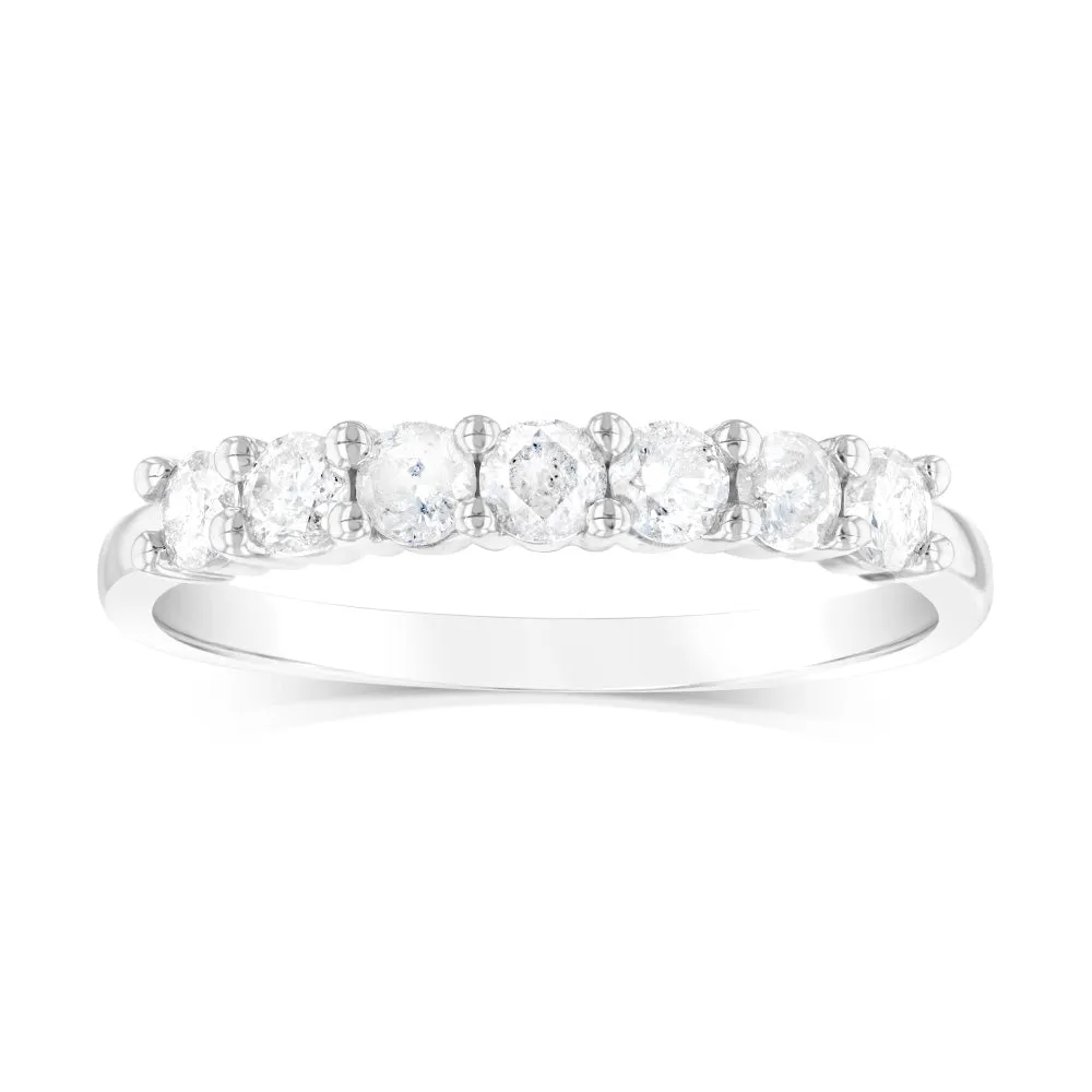 10ct White Gold 0.45 Carat Diamond Eternity Ring with 7Round Brilliant Cut Diamonds Shiels