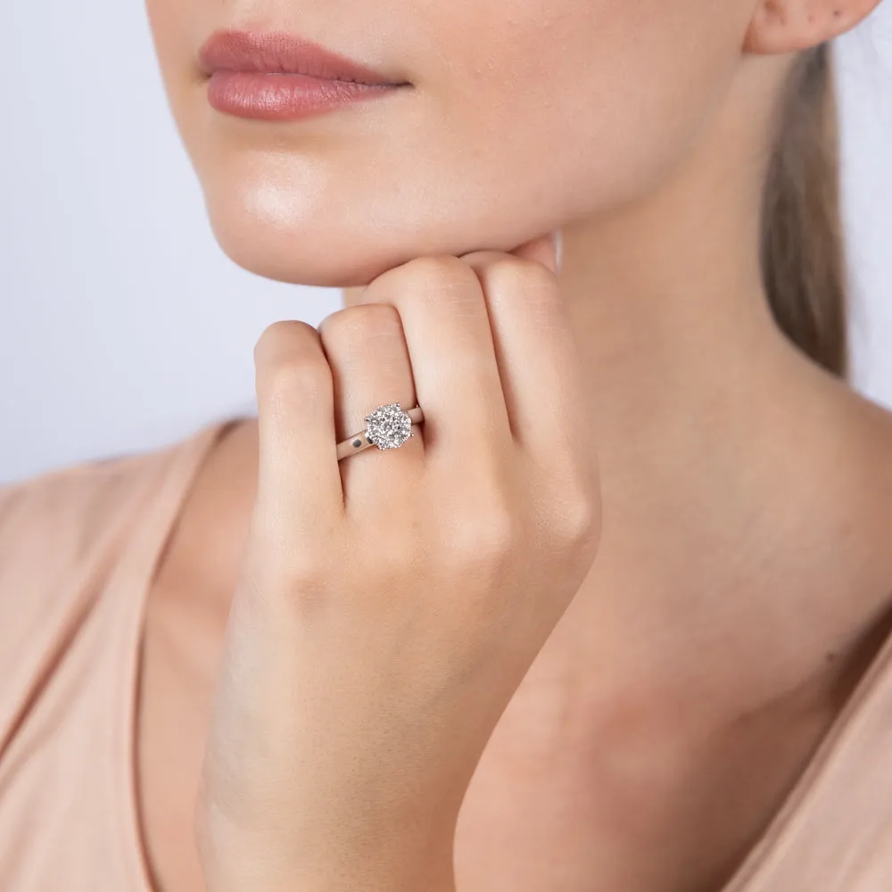 10ct White Gold 1/3 Carat Diamond Halo Solitaire Ring Shiels