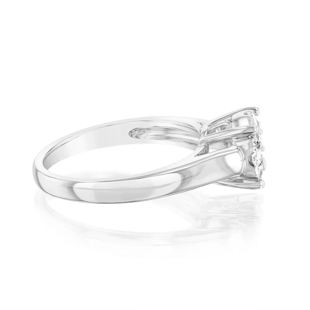 10ct White Gold 1/3 Carat Diamond Halo Solitaire Ring Shiels