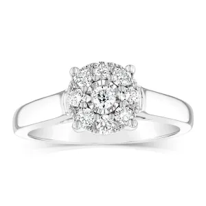 10ct White Gold 1/3 Carat Diamond Halo Solitaire Ring Shiels