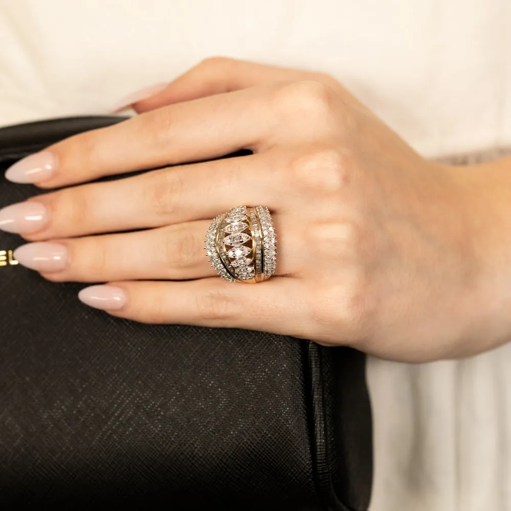 10ct Yellow Gold 2 Carat Diamond Ring with Taper and Round Brilliant Cut Diamonds Shiels