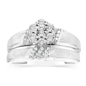 1/10 Carat Diamond 2 Ring Bridal Set in Sterling Silver Shiels