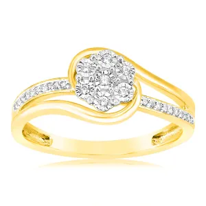 1/10 Carat Diamond Dress Ring in 9ct Yellow Gold Shiels