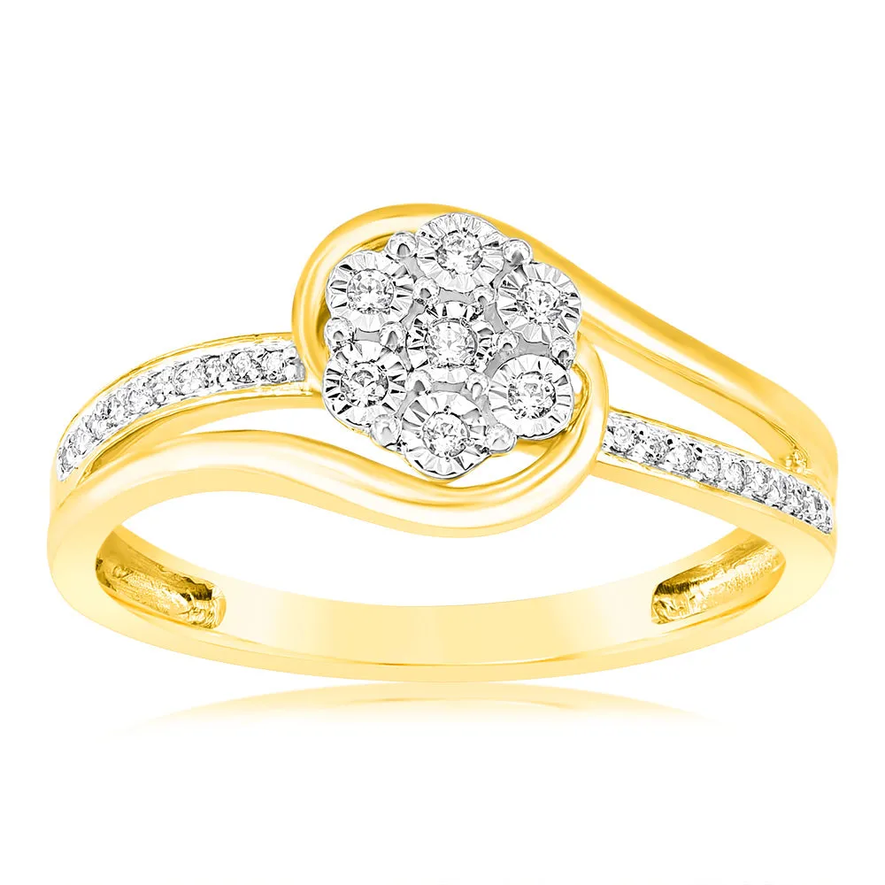 1/10 Carat Diamond Dress Ring in 9ct Yellow Gold Shiels