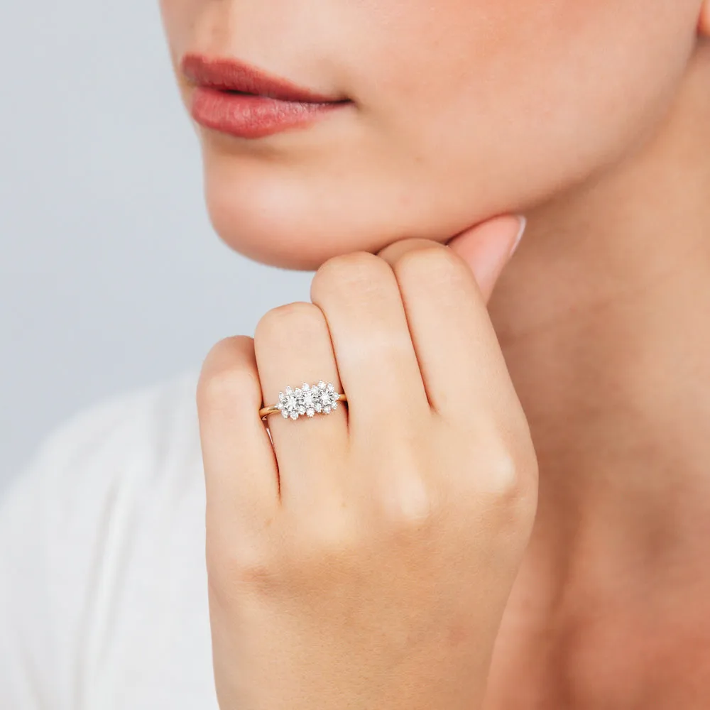1/10 Carat Diamond Ring with 19 Round Brilliant Diamonds in 9ct Yellow Gold Shiels
