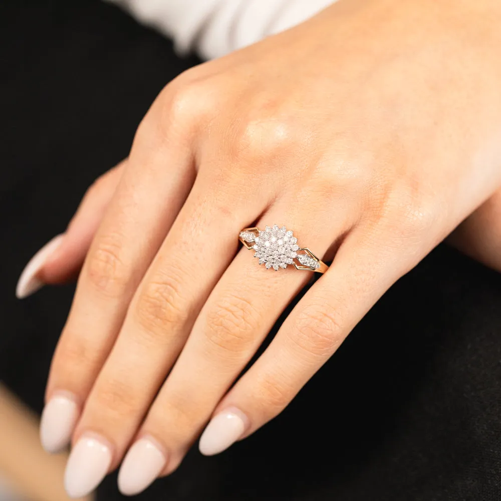 1/2 Carat Diamond Cluster Ring in 9ct Yellow Gold Shiels