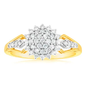 1/2 Carat Diamond Cluster Ring in 9ct Yellow Gold Shiels