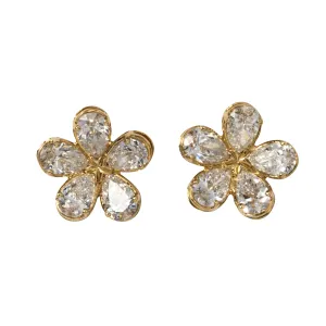 1.4ctw Pear Diamond 18K Gold Flower Stud Earrings Croghans