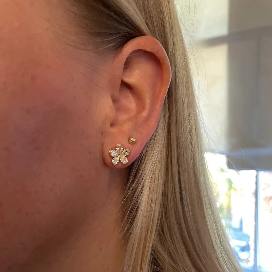 1.4ctw Pear Diamond 18K Gold Flower Stud Earrings Croghans