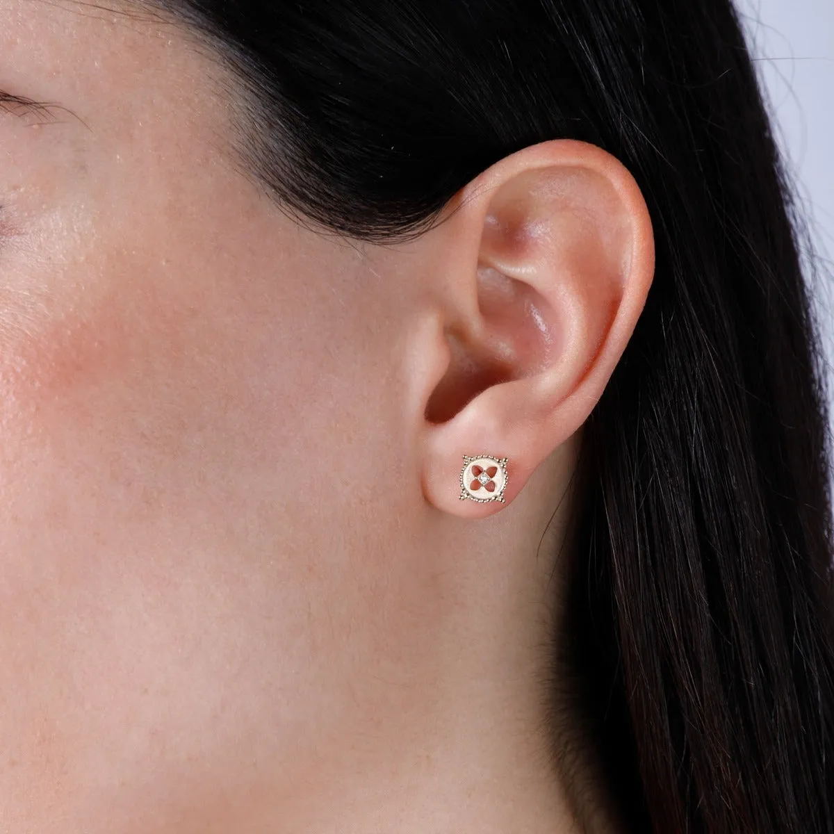 14K Yellow Gold Beaded Circle Stud Earrings Croghans
