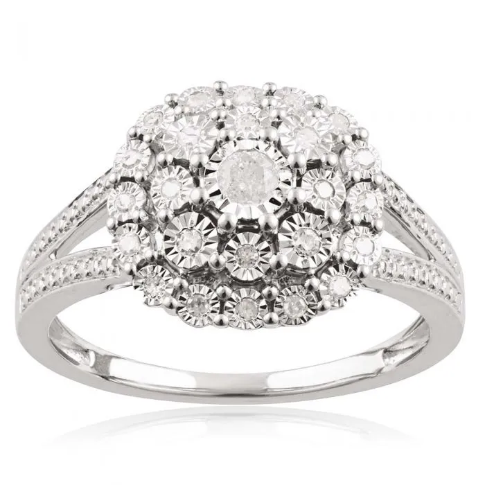 1/5 Carat Diamond Ring with 25 Brilliant Diamonds in Sterling Silver Shiels