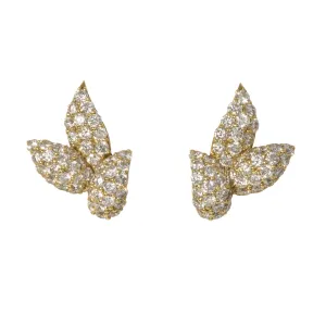 1.54ctw Diamond Pav Flower Petal 18K Yellow Gold Earrings Croghans
