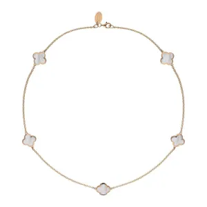 18ct Rose Gold White Mother of Pearl Bloom Four Leaf Clover Necklace