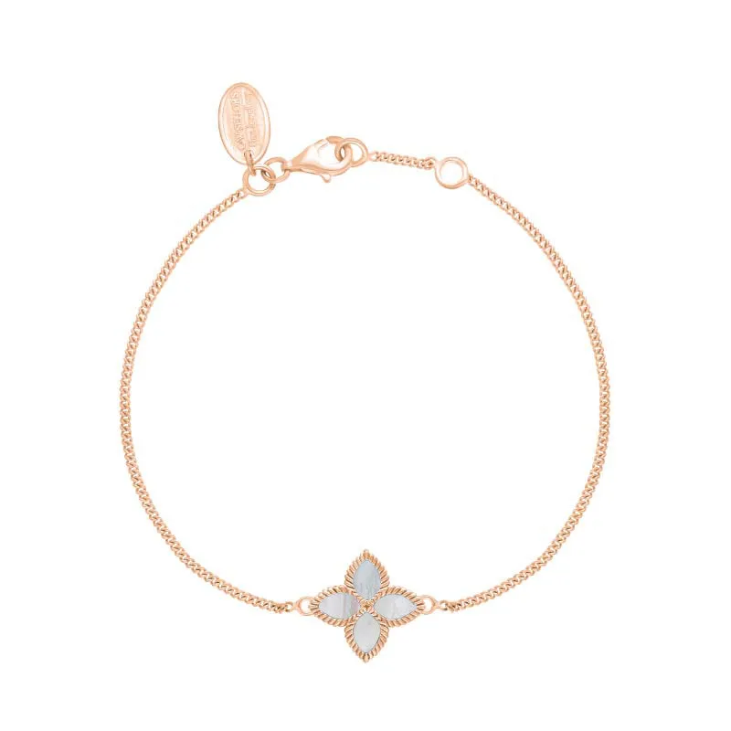 18ct Rose Gold White Mother of Pearl Eden Marquise Flower Bracelet
