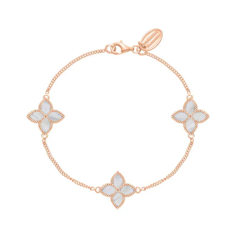 18ct Rose Gold White Mother of Pearl Eden Marquise Flower Bracelet