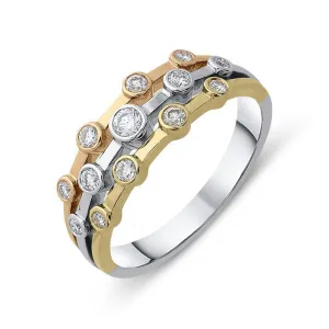 18ct Rose, White and Yellow Gold 0.28ct Diamond Bubble Ring