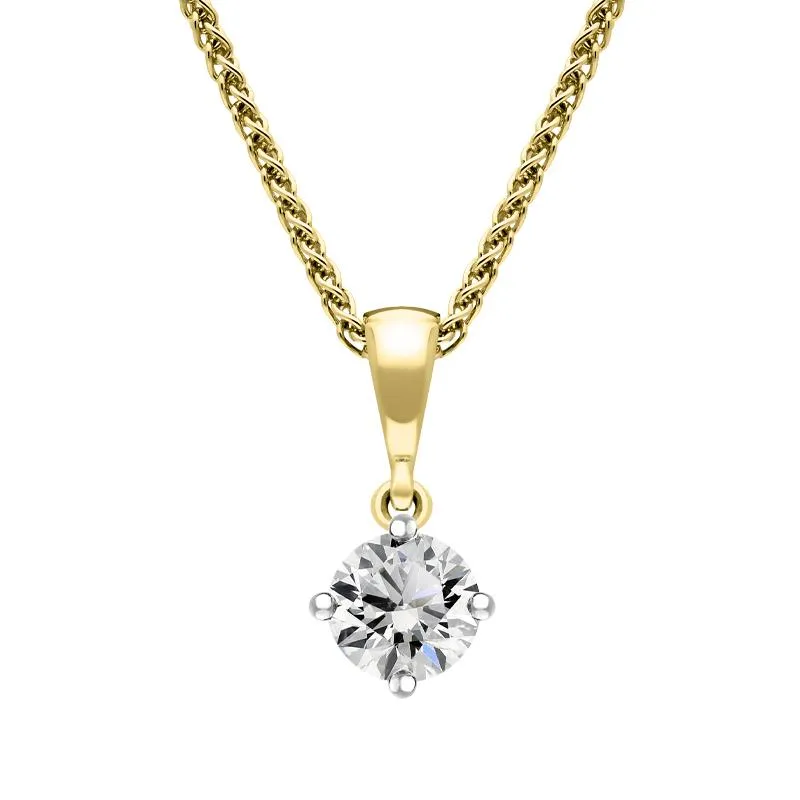 18ct White and Yellow Gold Diamond Solitaire Pendant