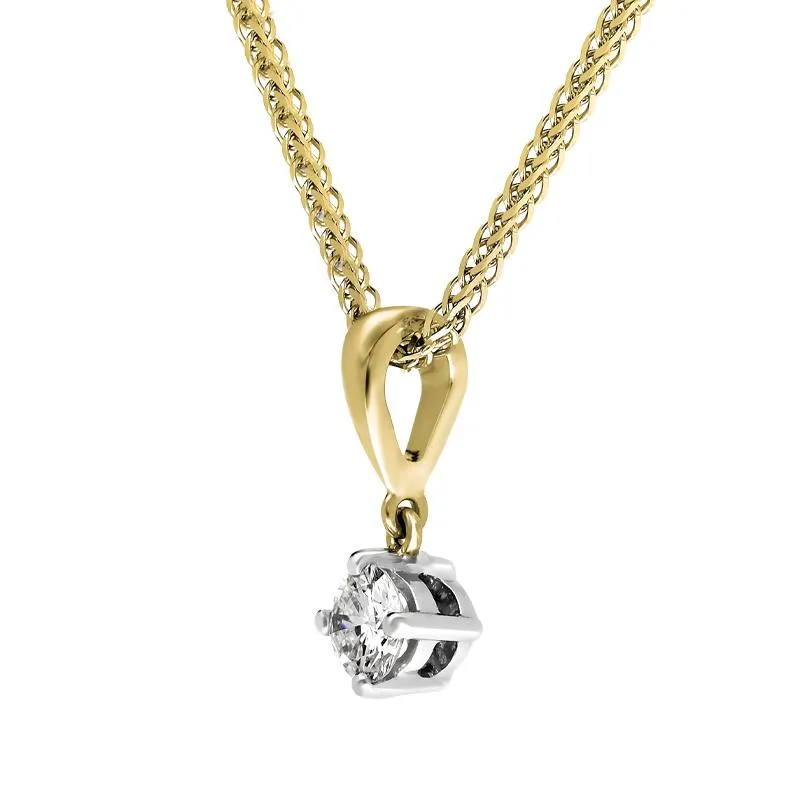 18ct White and Yellow Gold Diamond Solitaire Pendant