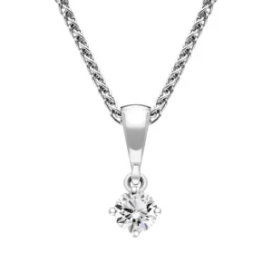 18ct White Gold 0.15ct Diamond Brilliant Cut Solitaire Necklace