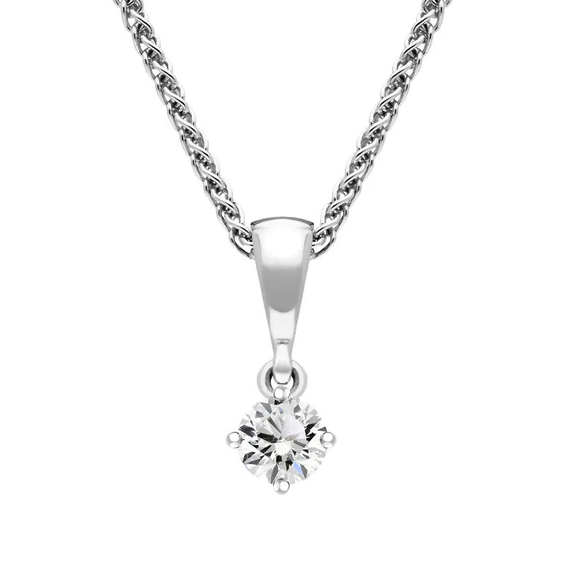 18ct White Gold 0.15ct Diamond Brilliant Cut Solitaire Necklace