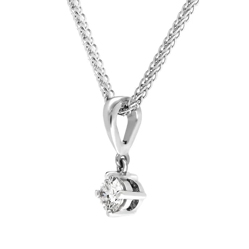 18ct White Gold 0.15ct Diamond Brilliant Cut Solitaire Necklace