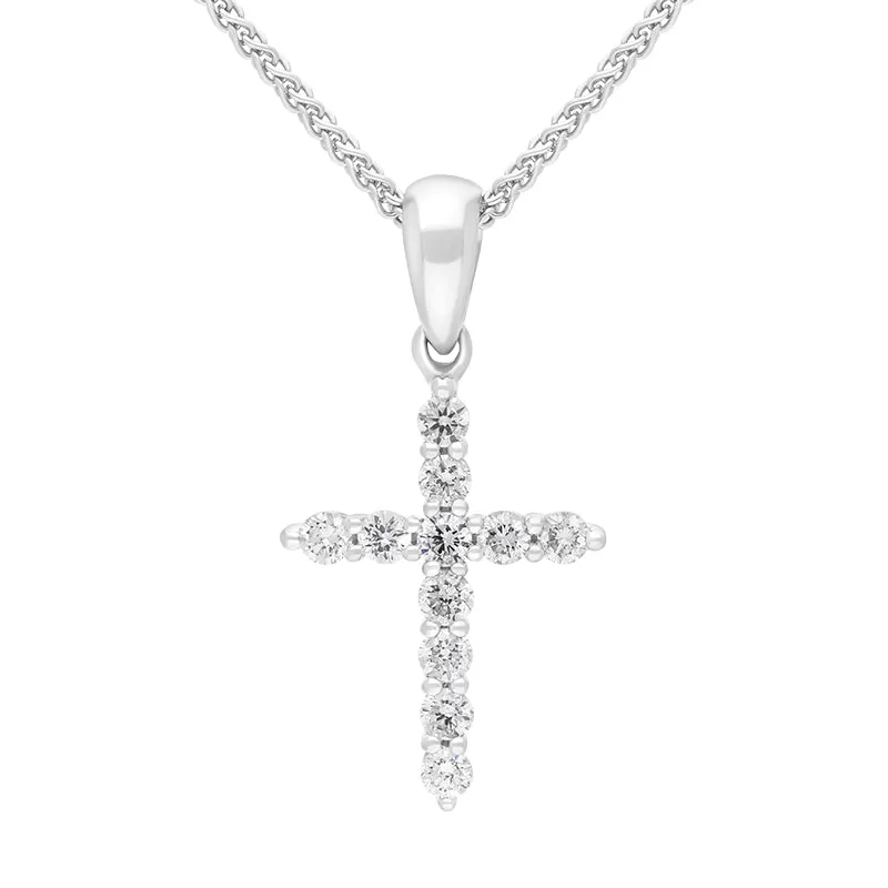 18ct White Gold 0.24ct Diamond Cross Pendant