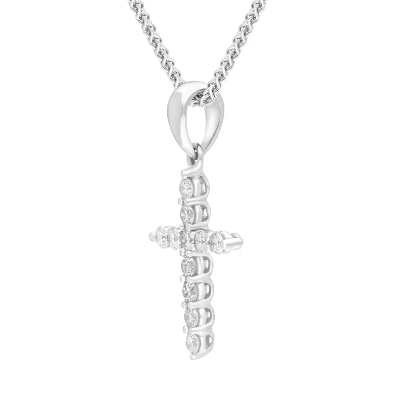 18ct White Gold 0.24ct Diamond Cross Pendant
