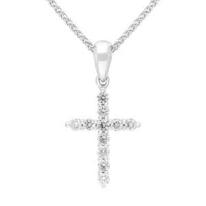 18ct White Gold 0.24ct Diamond Cross Pendant
