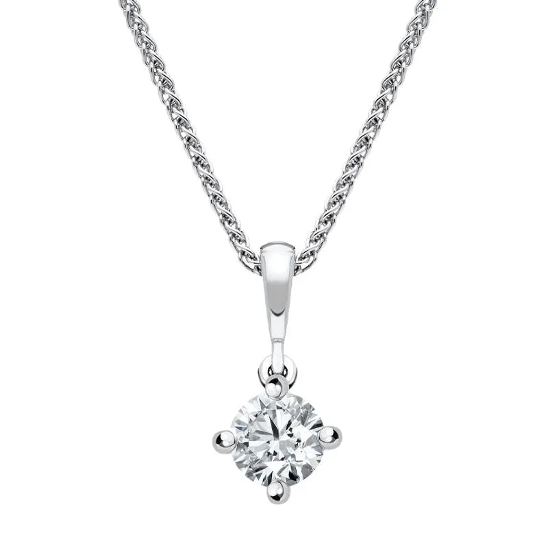 18ct White Gold 0.30ct Diamond Brilliant Cut Solitaire Necklace
