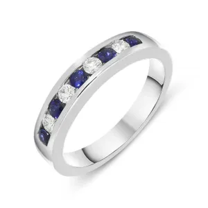 18ct White Gold 0.32ct Sapphire and Diamond Half Eternity Ring