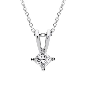 18ct White Gold 0.41ct Diamond Princess Cut Solitaire Necklace