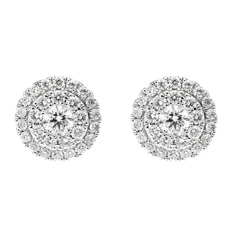 18ct White Gold 0.46ct Diamond Round Cluster Stud Earrings