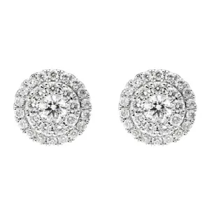 18ct White Gold 0.46ct Diamond Round Cluster Stud Earrings