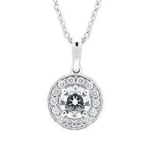 18ct White Gold 0.47ct Diamond Round Halo Necklace