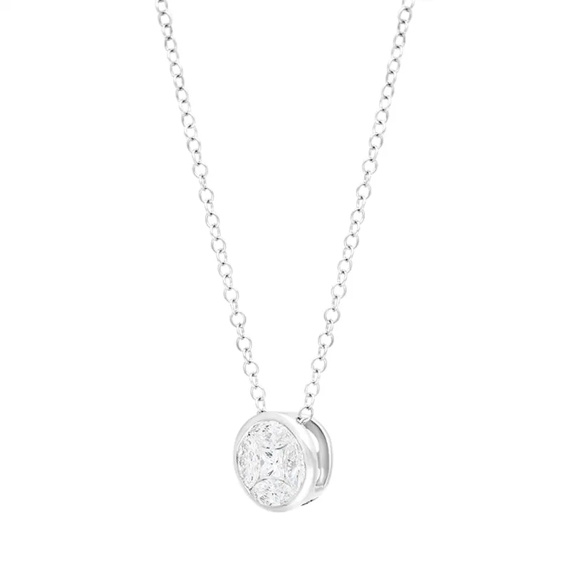 18ct White Gold 0.49ct Diamond Marquise Princess Cut Round Cluster Pendant