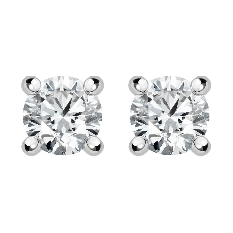 18ct White Gold 0.61ct Diamond Solitaire Brilliant Cut Stud Earrings