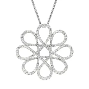 18ct White Gold 1.43ct Diamond Interlocking Floral Necklace
