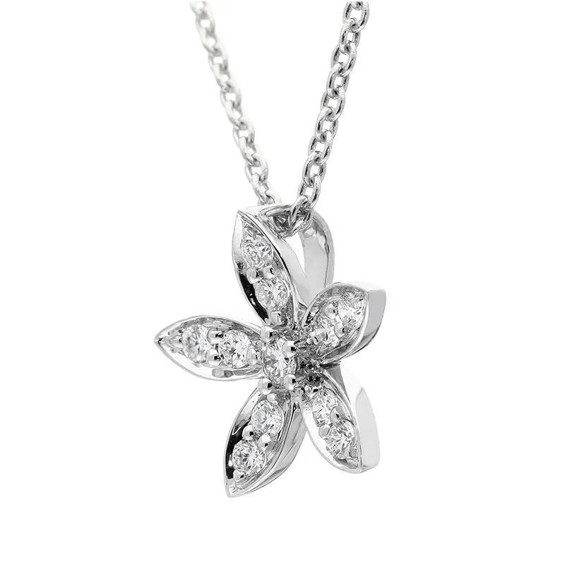 18ct White Gold Diamond Flower Pendant