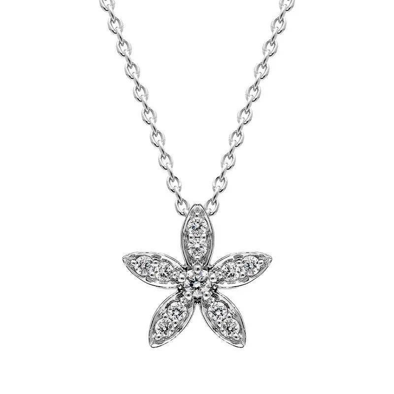 18ct White Gold Diamond Flower Pendant
