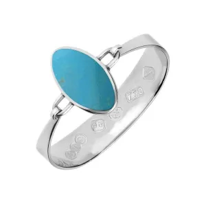 18ct White Gold Turquoise Oval Stone Heavy Bangle
