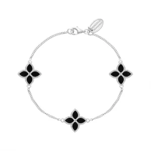 18ct White Gold Whitby Jet Eden Marquise Flower Bracelet