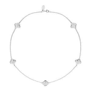 18ct White Gold White Mother of Pearl Bloom Four Leaf Clover Necklace