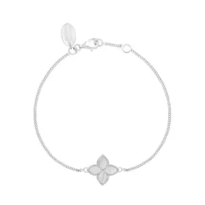18ct White Gold White Mother of Pearl Eden Marquise Flower Bracelet