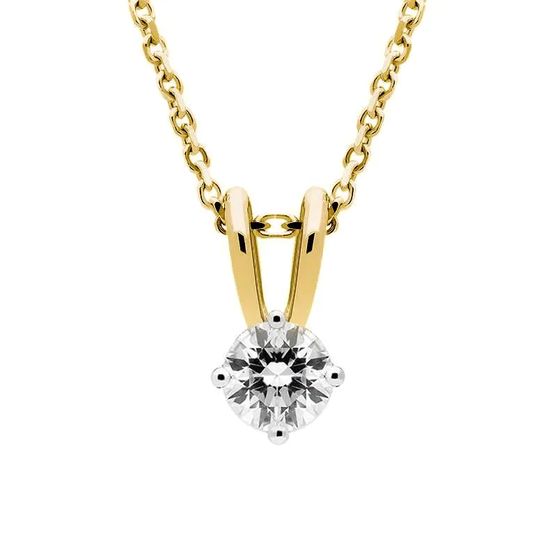 18ct Yellow Gold 0.40ct Diamond Brilliant Cut Solitaire Necklace