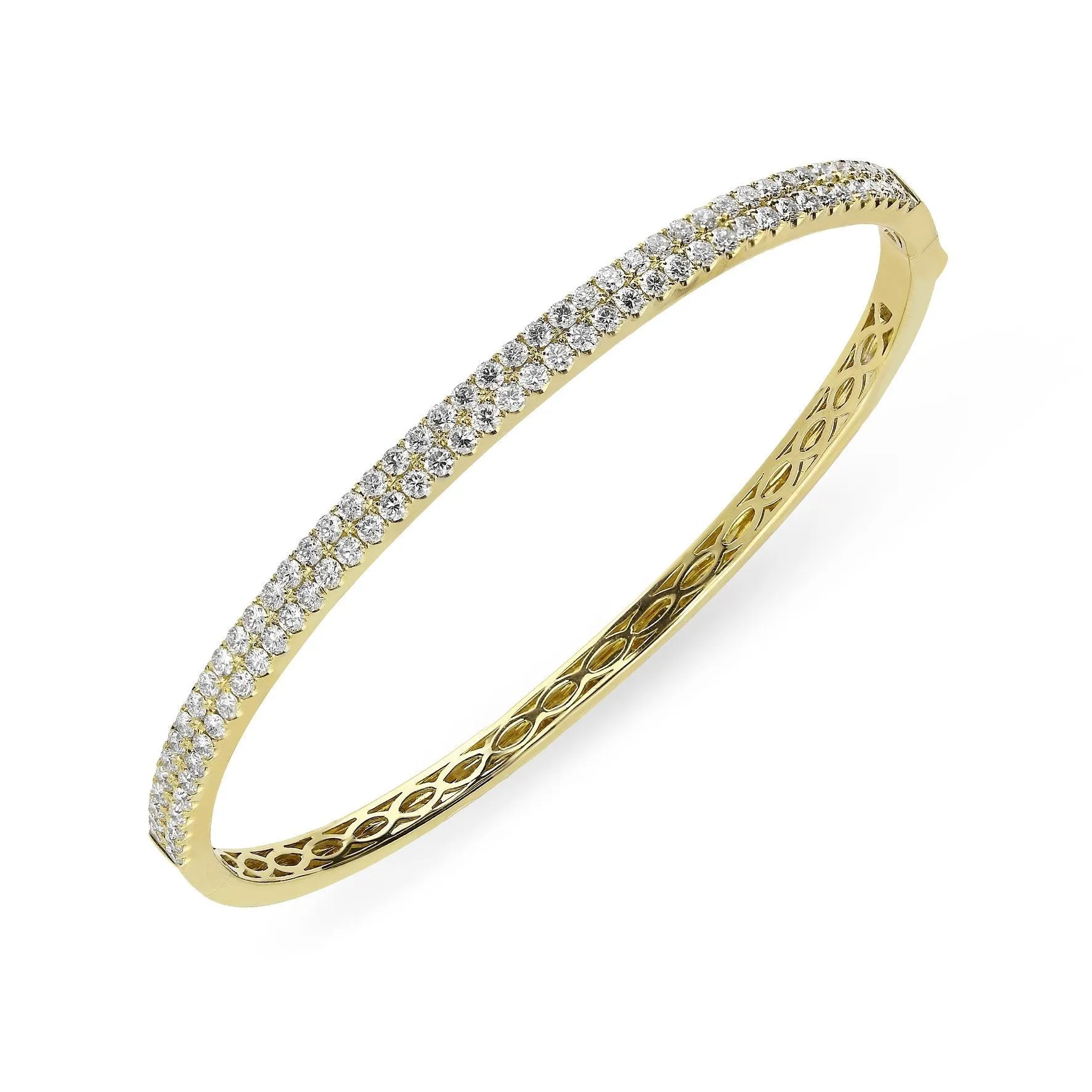 18ct Yellow Gold 1.87ct Diamond Hinged Bangle