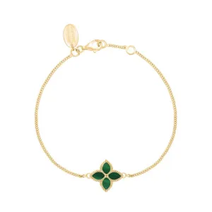 18ct Yellow Gold Malachite Eden Marquise Flower Bracelet