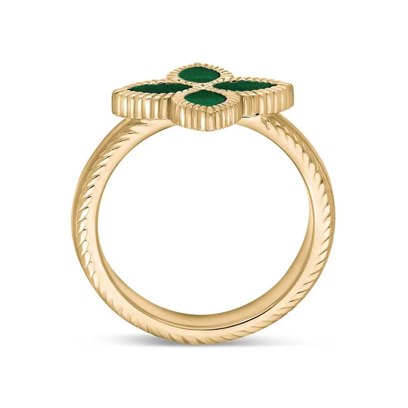 18ct Yellow Gold Malachite Eden Marquise Flower Ring
