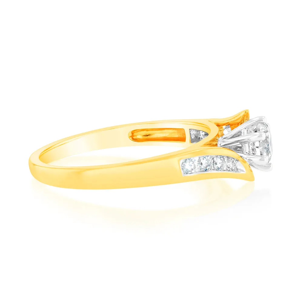 18ct Yellow Gold Ring With 1/2 Carat 8 Brilliant Cut Diamonds Shiels