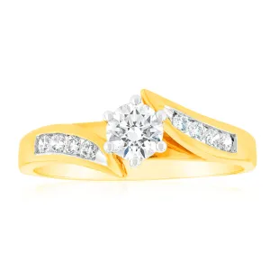 18ct Yellow Gold Ring With 1/2 Carat 8 Brilliant Cut Diamonds Shiels