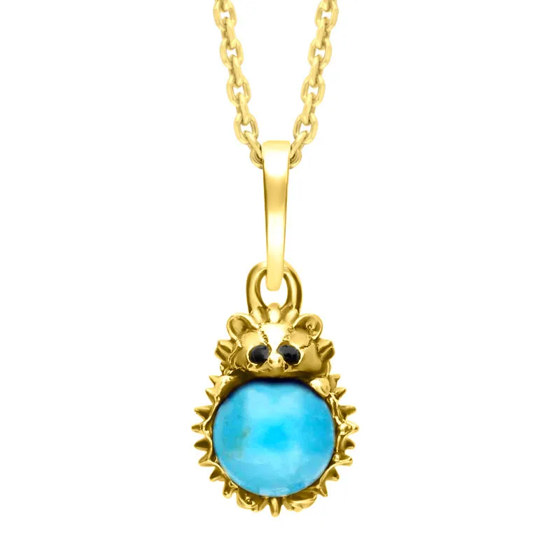 18ct Yellow Gold Turquoise Tiny Hedgehog Necklace
